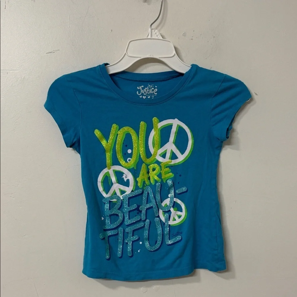 Justice Blue Graphic Tee y2k